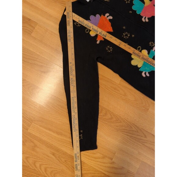 Quacker Factory Sweater Womens Large Wool Black Beaded Appliqué Angels Zip - Picture 6 of 9